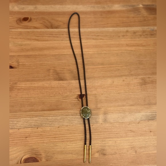 Leather and Gold Stone Bolo Tie - Picture 3 of 4